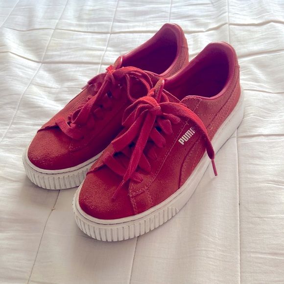 PUMA suede sneakers red Sz. 6 - Picture 1 of 6